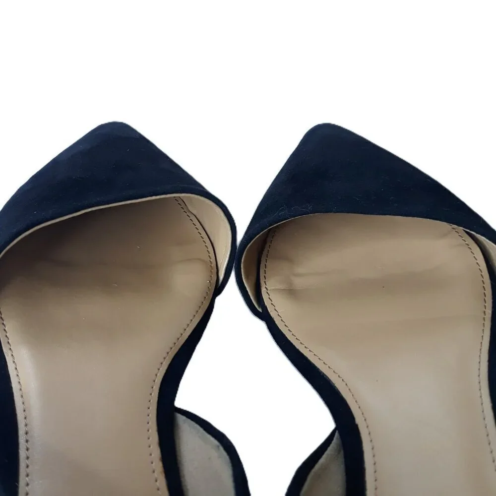 J. Crew Factory Black Suede Leather d'Orsay Flats 9 Pointed Toe